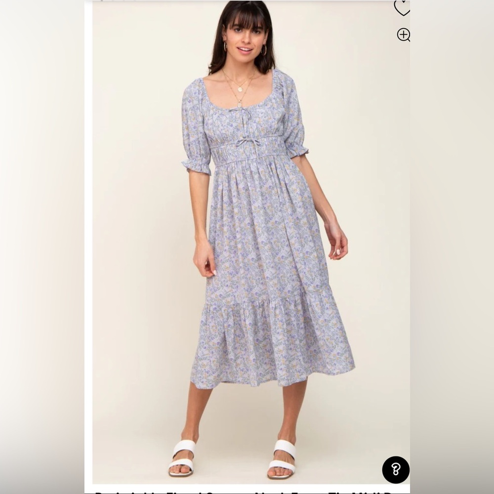 Lush Blue Floral Midi Dress